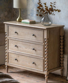 Beaded Edge Oak 3 Drawer Chest of Drawers 4