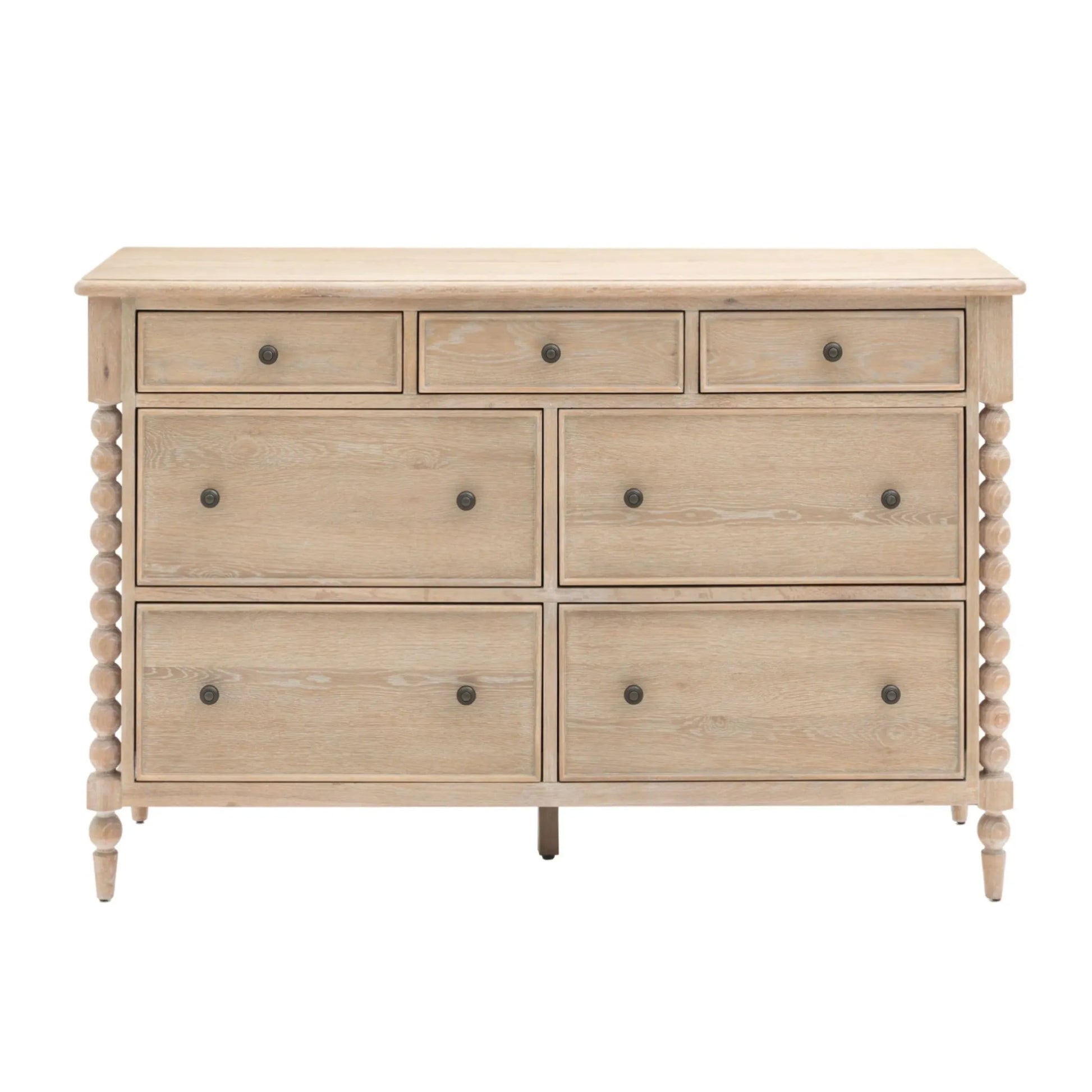 Beaded Edge Oak 7 Drawer Chest of Drawers 3