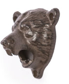 A dark metallic bear head wall hook or decorative hardware piece, shown in profile against a plain white background.