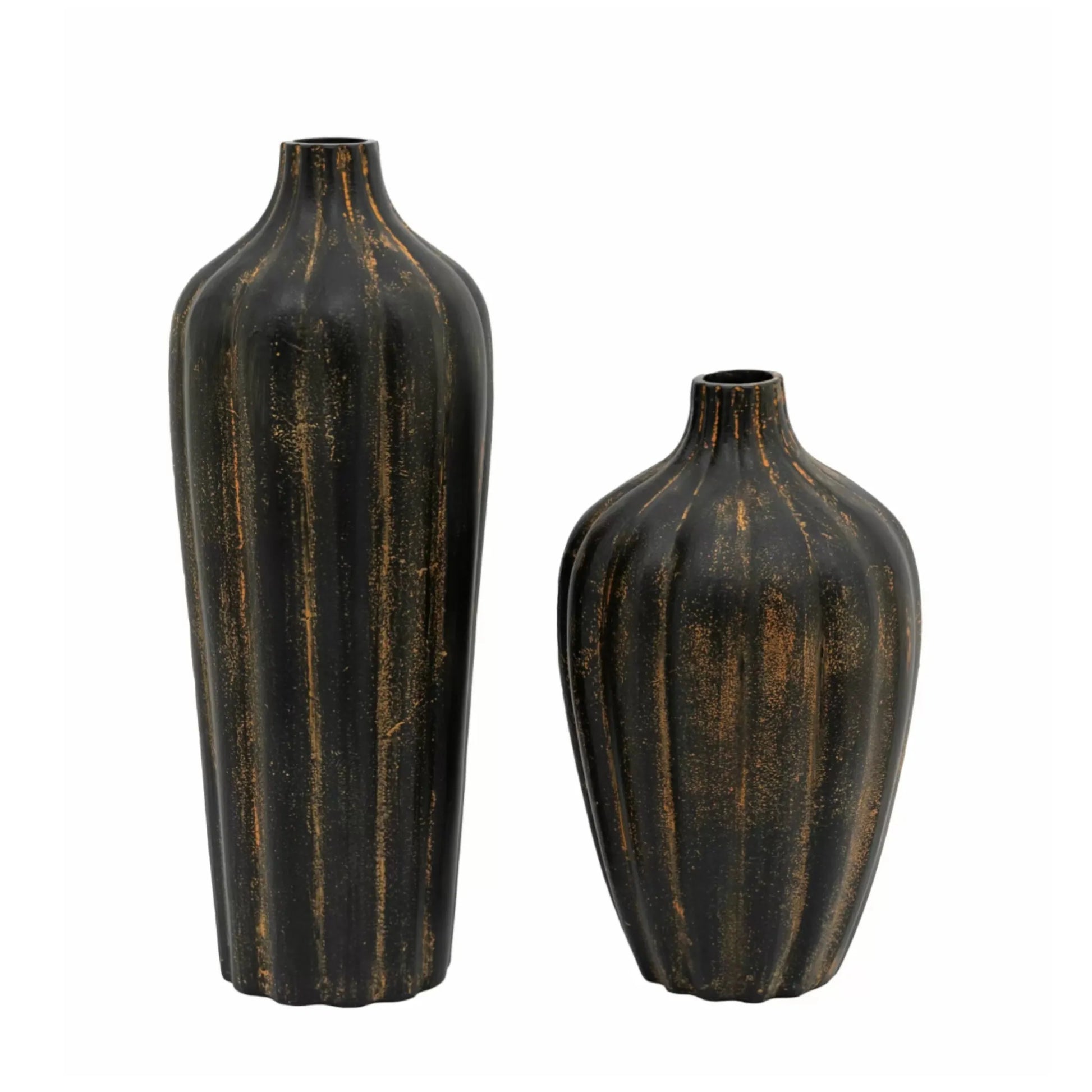 Black Aged Patina Vase Set