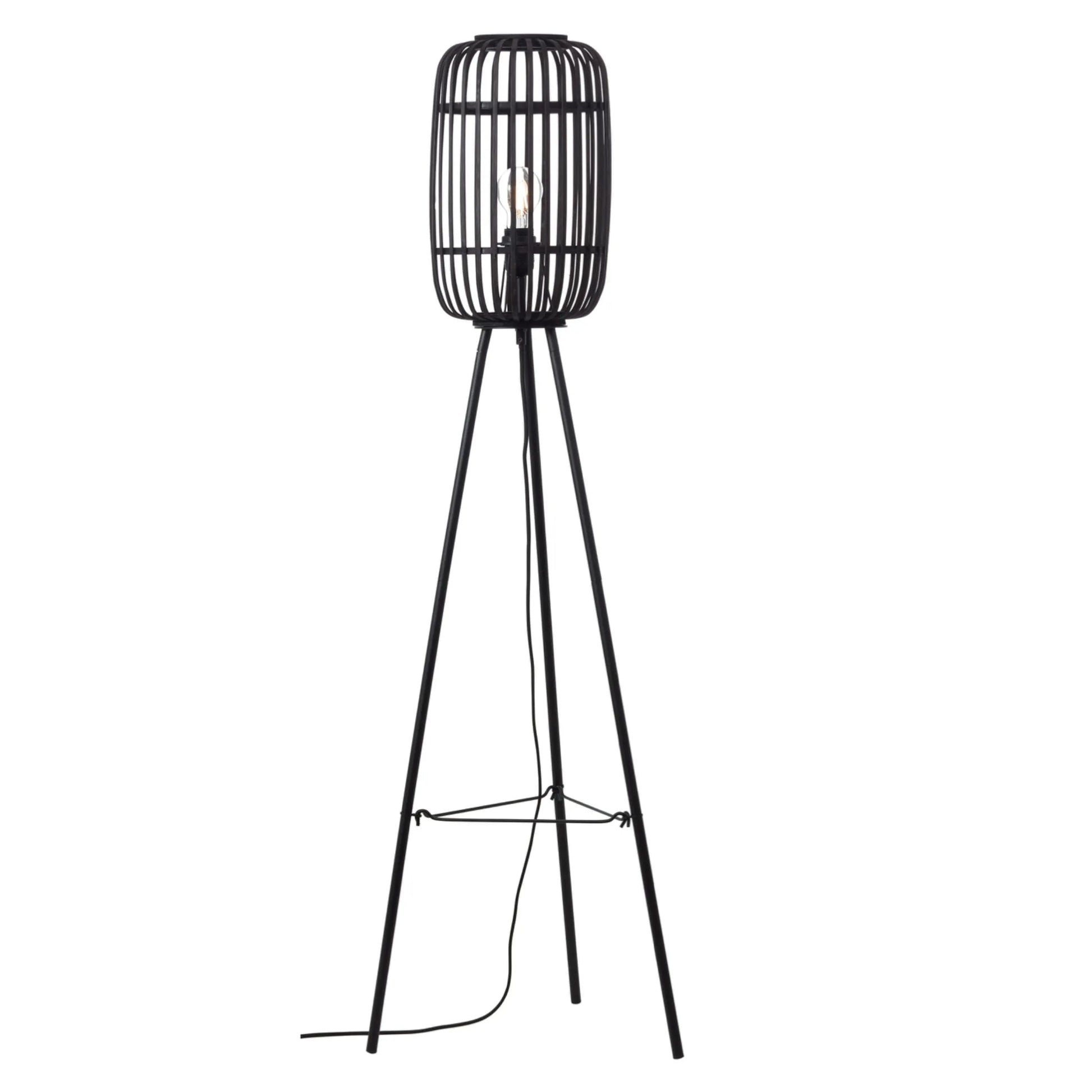 Black Bamboo & Metal Tripod Floor Lamp 1