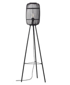 Black Bamboo & Metal Tripod Floor Lamp 1