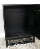 Black corner cabinet on a white background