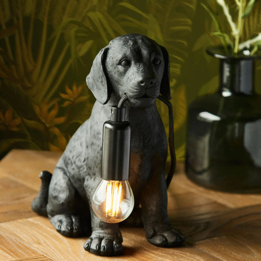 Black Labrador Puppy Table Lamp