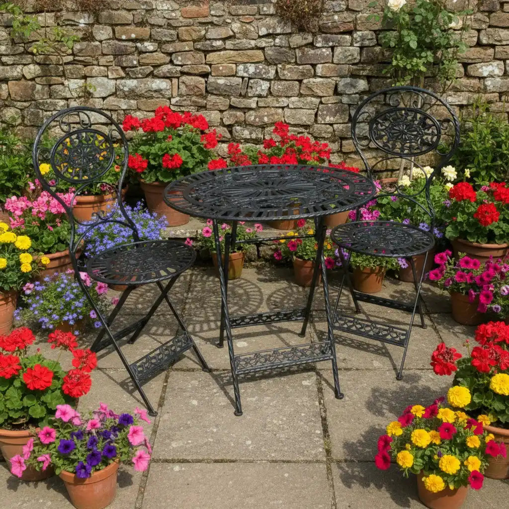 Black Metal 2 Seater Bistro Set 4