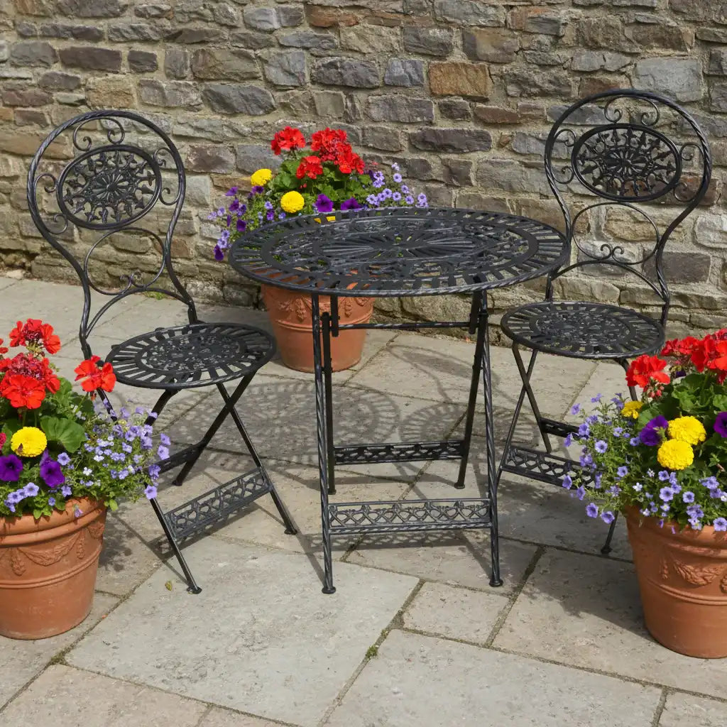 Black Metal 2 Seater Bistro Set