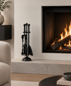 Black Metal Ball-Topped Companion Set – 4 Piece Fireplace Tools 4