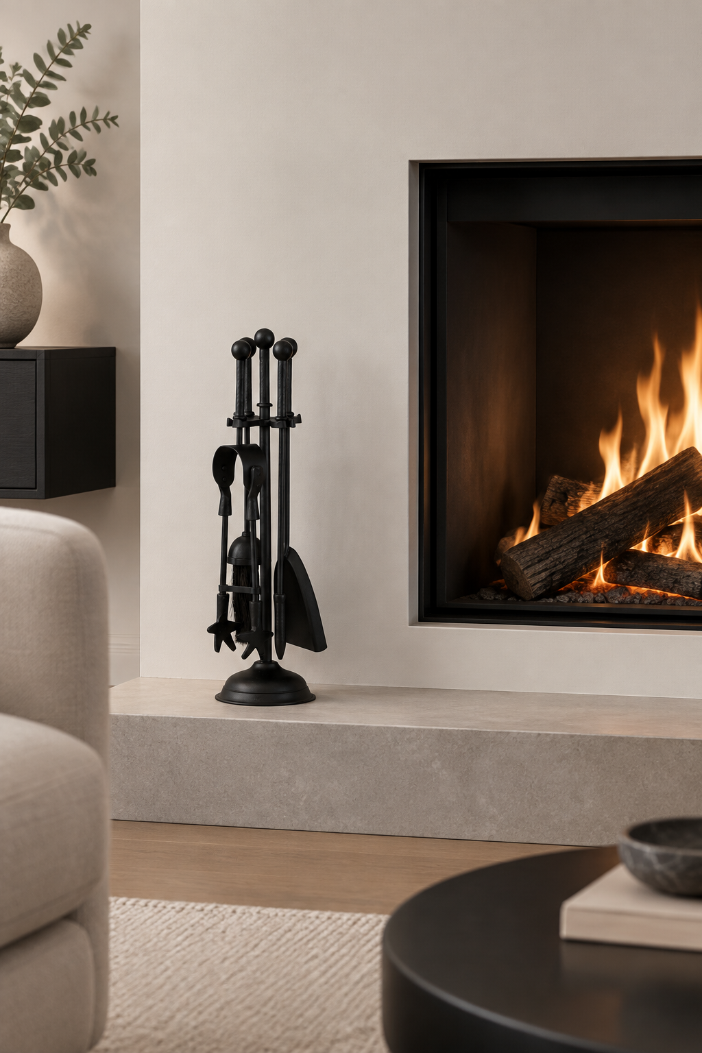 Black Metal Ball-Topped Companion Set – 4 Piece Fireplace Tools 4