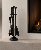 Black Metal Ball-Topped Companion Set – 4 Piece Fireplace Tools