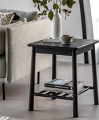 Black Oak Square Spindle Shelf Side Table | FARTHING