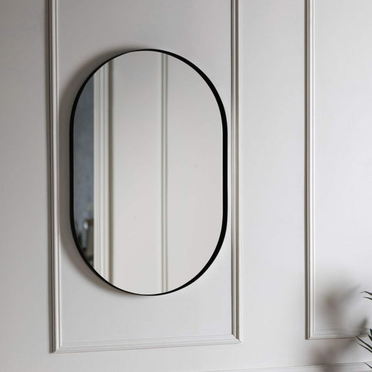 Black Oval Metal Wall Mirror - The Farthing