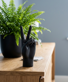 Black Peace Hand Ornament – Modern Resin Hand Sculpture