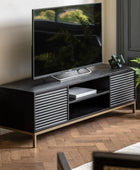 Black Rippled Wood 2 Door Media Unit 6