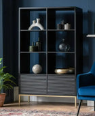 BlackRippledWood2DoorOpenDisplayShelfUnit4