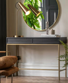 Black Rippled Wood 2 Drawer Console Table 2