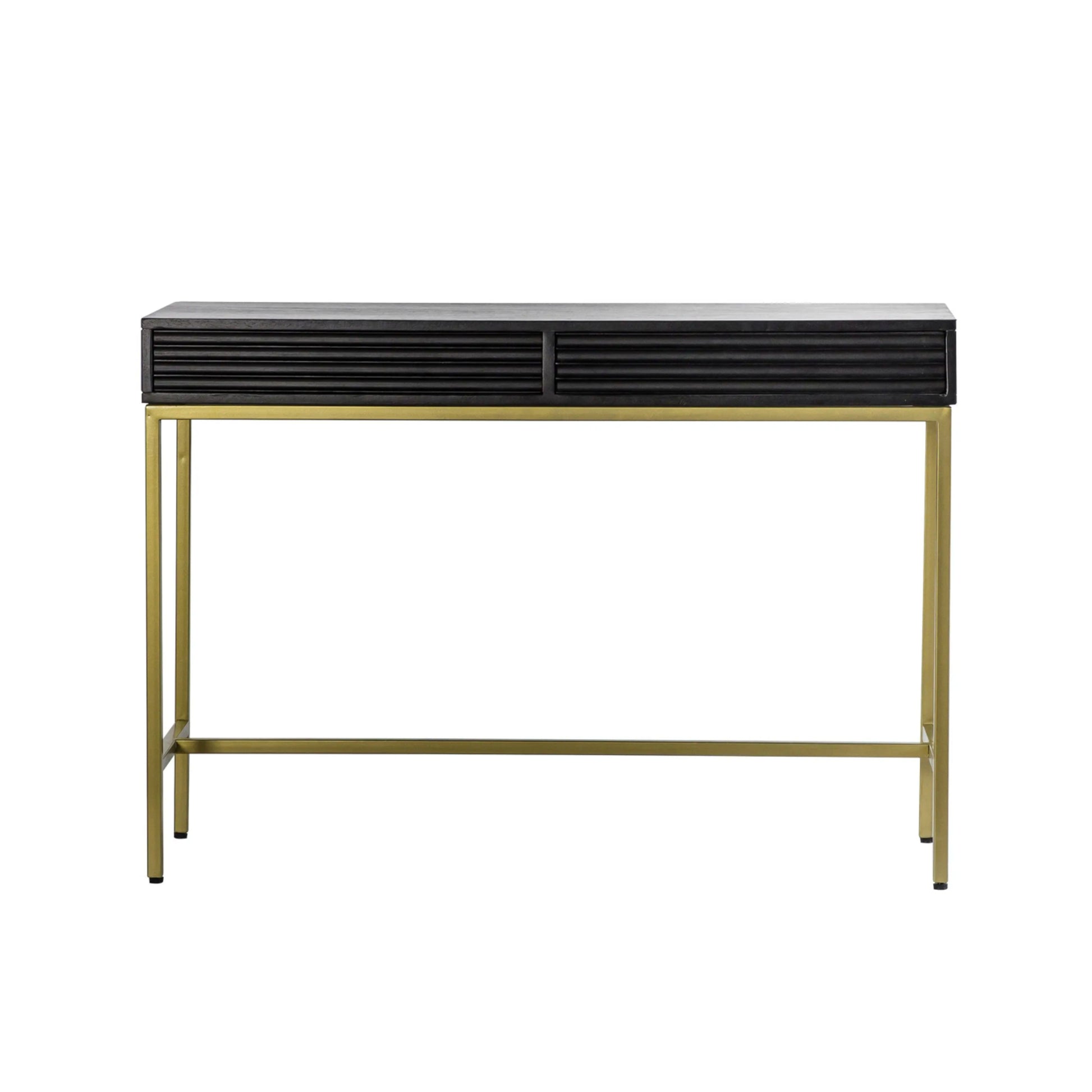 Black Rippled Wood 2 Drawer Console Table 5