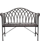 Black Scrolled Arm Metal Garden Bench - The Farthing