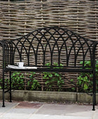 Black Scrolled Arm Metal Garden Bench - The Farthing