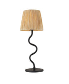 Black Slim Wiggle Table Lamp & Raffia Shade - The Farthing