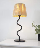 Black Slim Wiggle Table Lamp & Raffia Shade - The Farthing