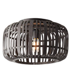 Black Stained Bamboo Cage Ceiling Light - The Farthing