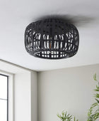 Black Stained Bamboo Cage Ceiling Light - The Farthing