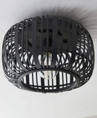 Black Stained Bamboo Cage Ceiling Light - The Farthing