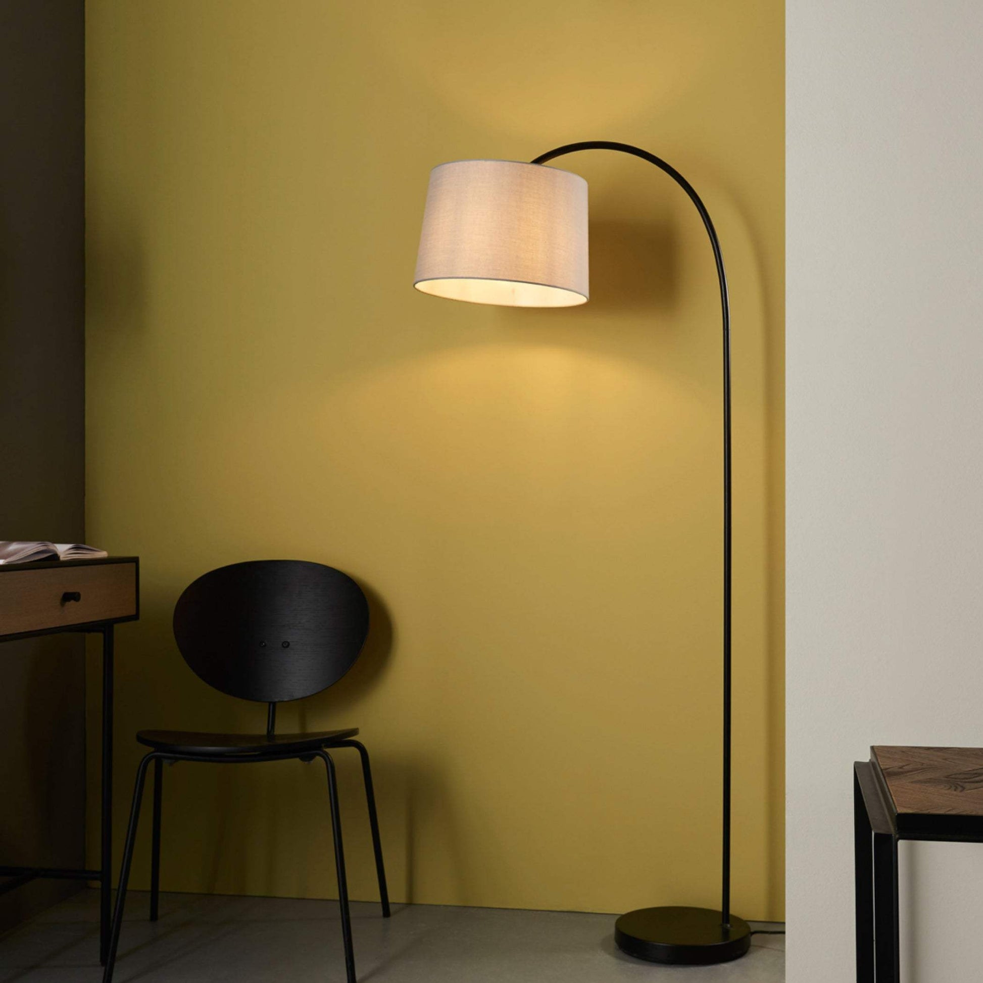 Black Swan Neck and Grey Shade Floor Lamp - The Farthing