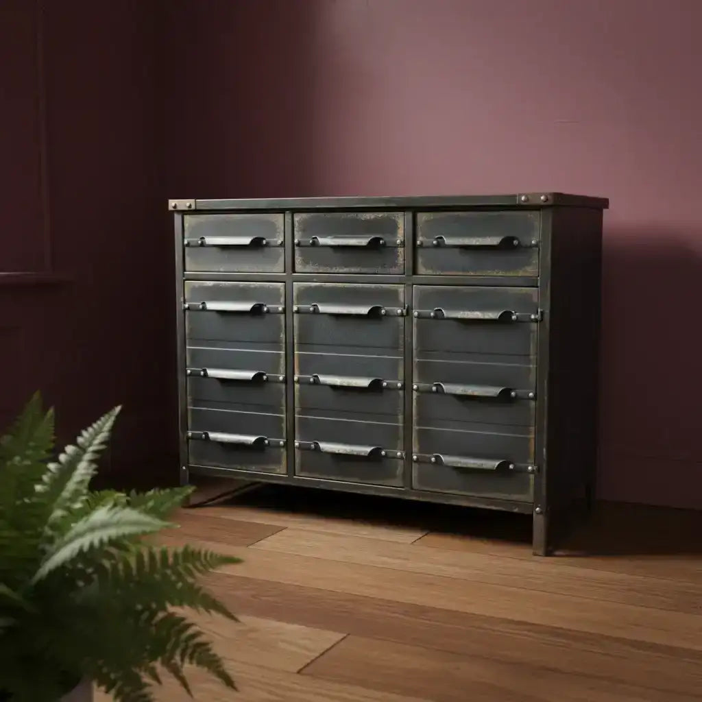 Black Metal Industrial Drawer Cabinet