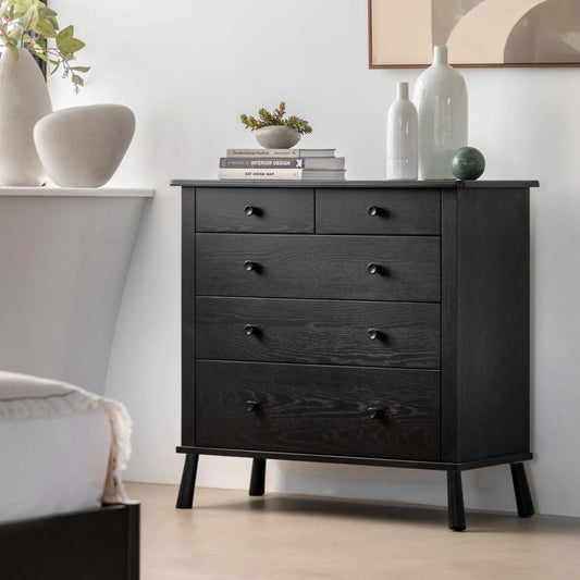 Black Nordic Oak 5 Drawer Chest of Drawers 44