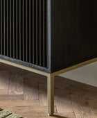 Black Rippled Wood 2 Door 3 Drawer Sideboard FARTHING 5