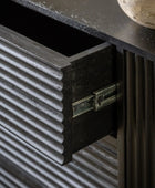 Black Rippled Wood 2 Door 3 Drawer Sideboard FARTHING