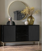 Black Rippled Wood 2 Door 3 Drawer Sideboard FARTHING 1