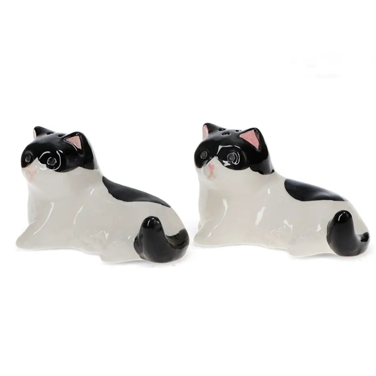 Black and White Cat Ceramic Salt and Pepper Shakers 1