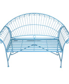 Blue Arched Metal Garden Bench 3