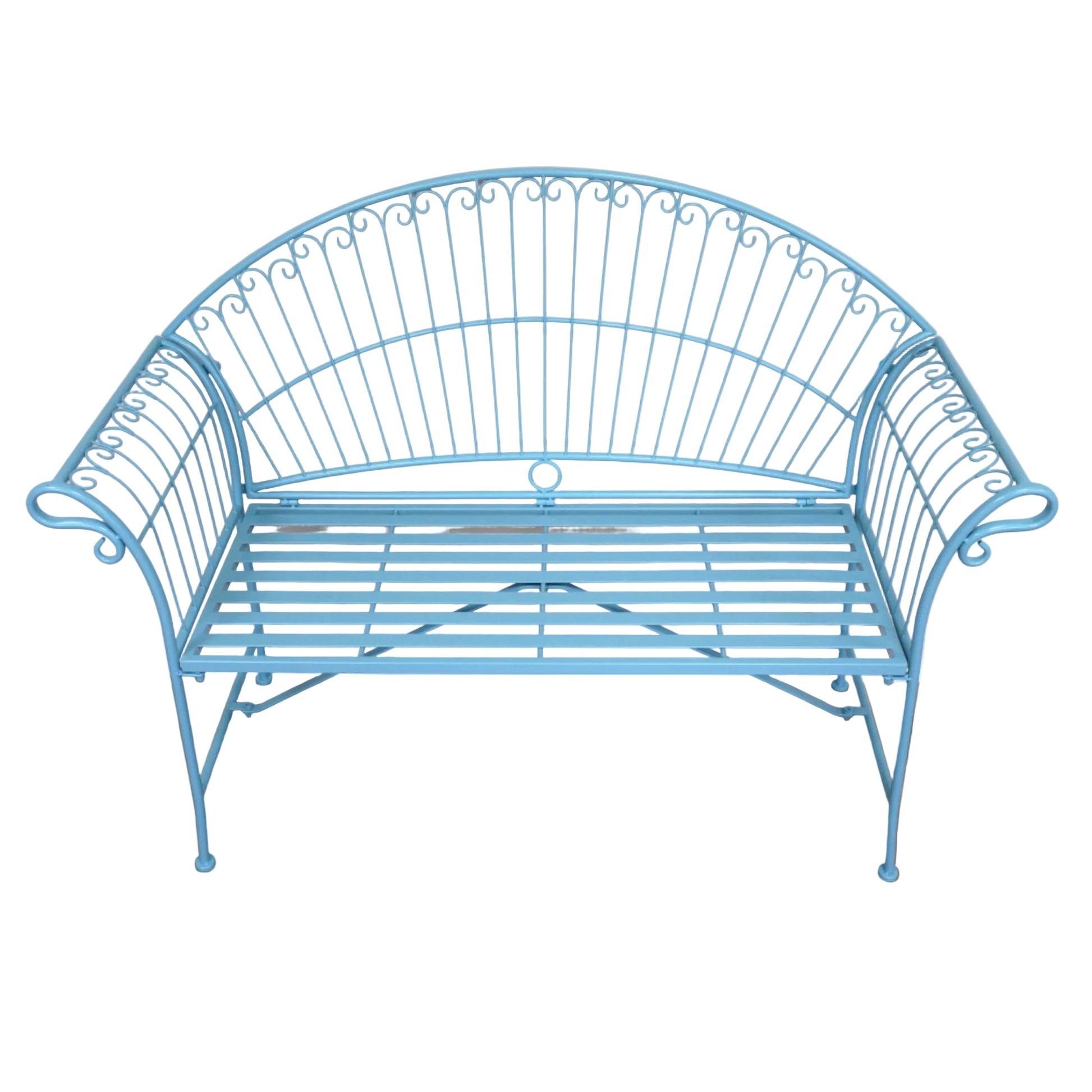 Blue Arched Metal Garden Bench 3