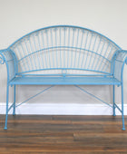 Blue Arched Metal Garden Bench 1