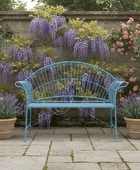Blue Arched Metal Garden Bench 43