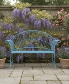 Blue Arched Metal Garden Bench
