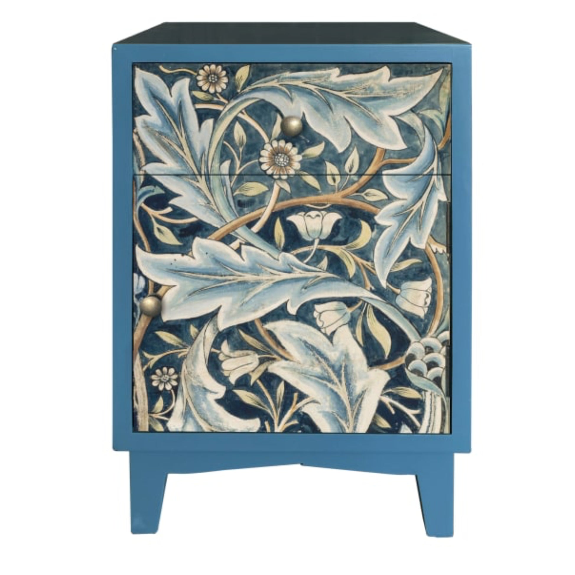 Blue Art Nouveau Metal Bedside Cabinet 4