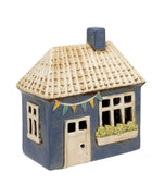 Blue Ceramic House Tea Light Holder