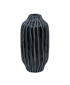 Blue Ceramic Ripple Ribbed Vase 