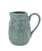 Blue Embossed Meadow Ceramic Jug Vase 1