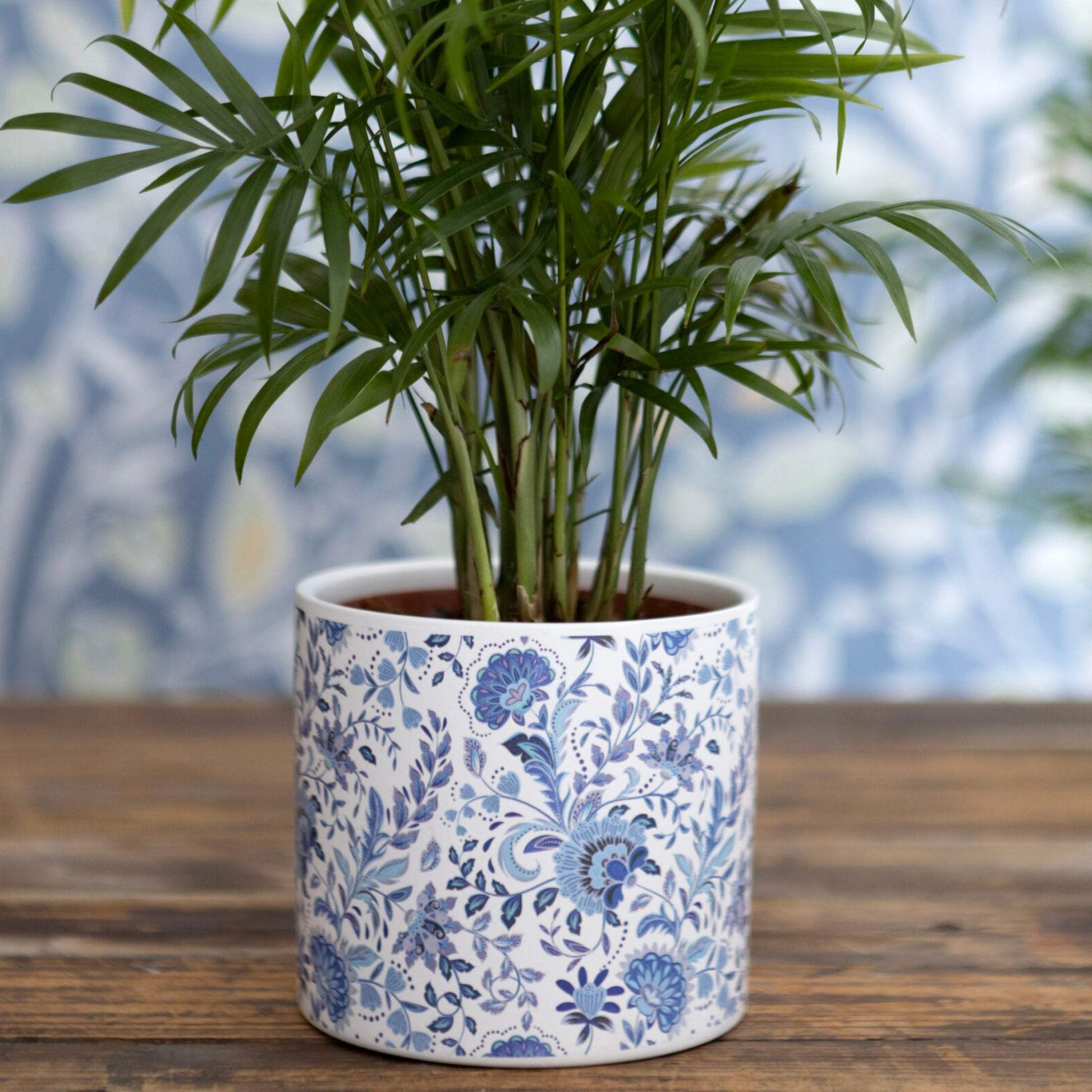 Blue Flower Pattern Ceramic Plant Pot - The Farthing