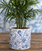 Blue Flower Pattern Ceramic Plant Pot - The Farthing