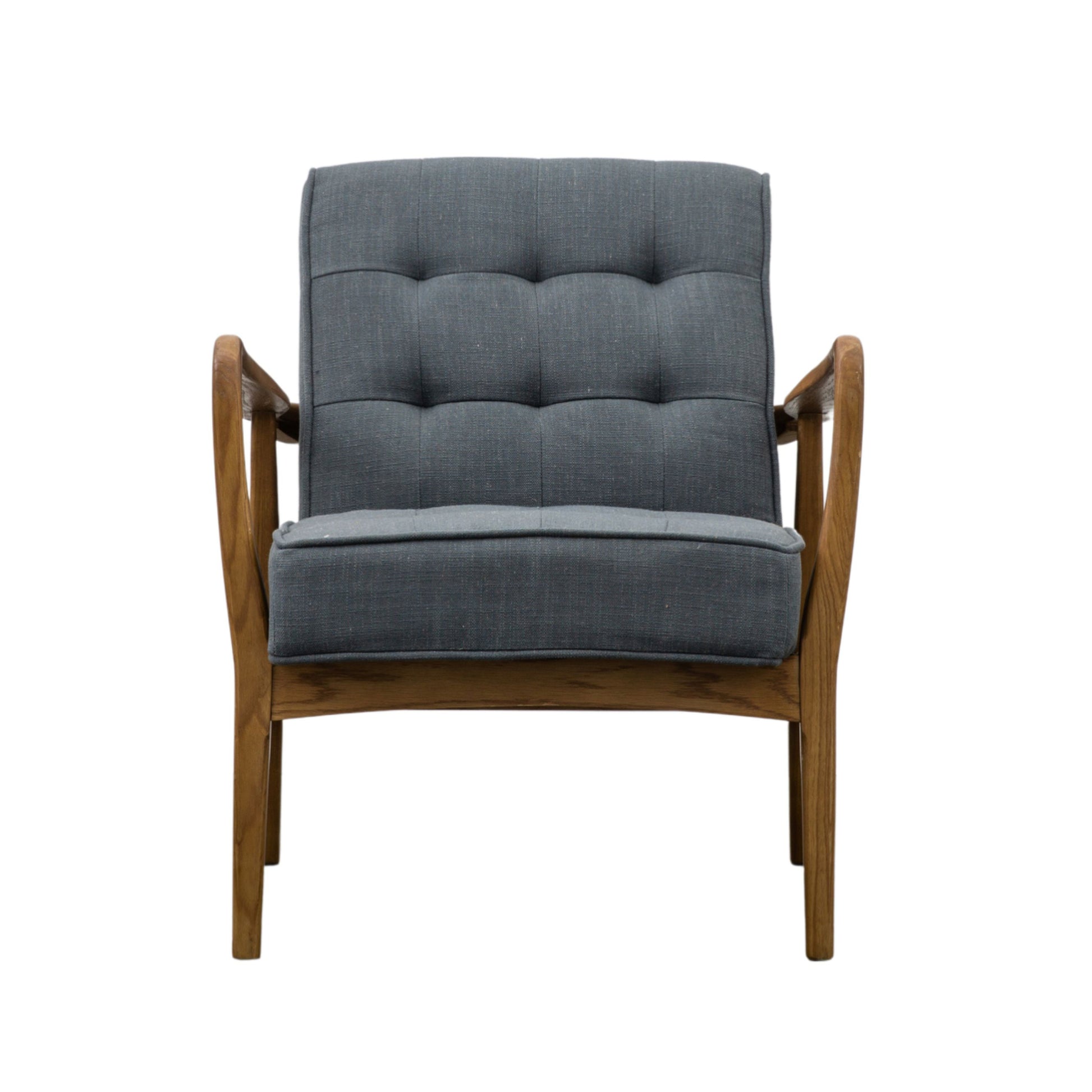 Blue Grey Linen Mid Century Inspired Arm Chair FARTHING  4