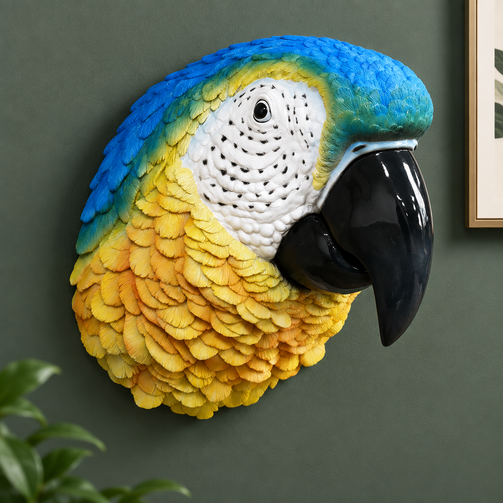 Blue Macaw Parrot Head Wall Decoration