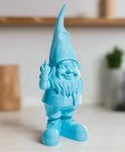 Blue gnome figurine with a pointed hat on a white background