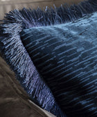 Blue Velvet Fringe Cushion