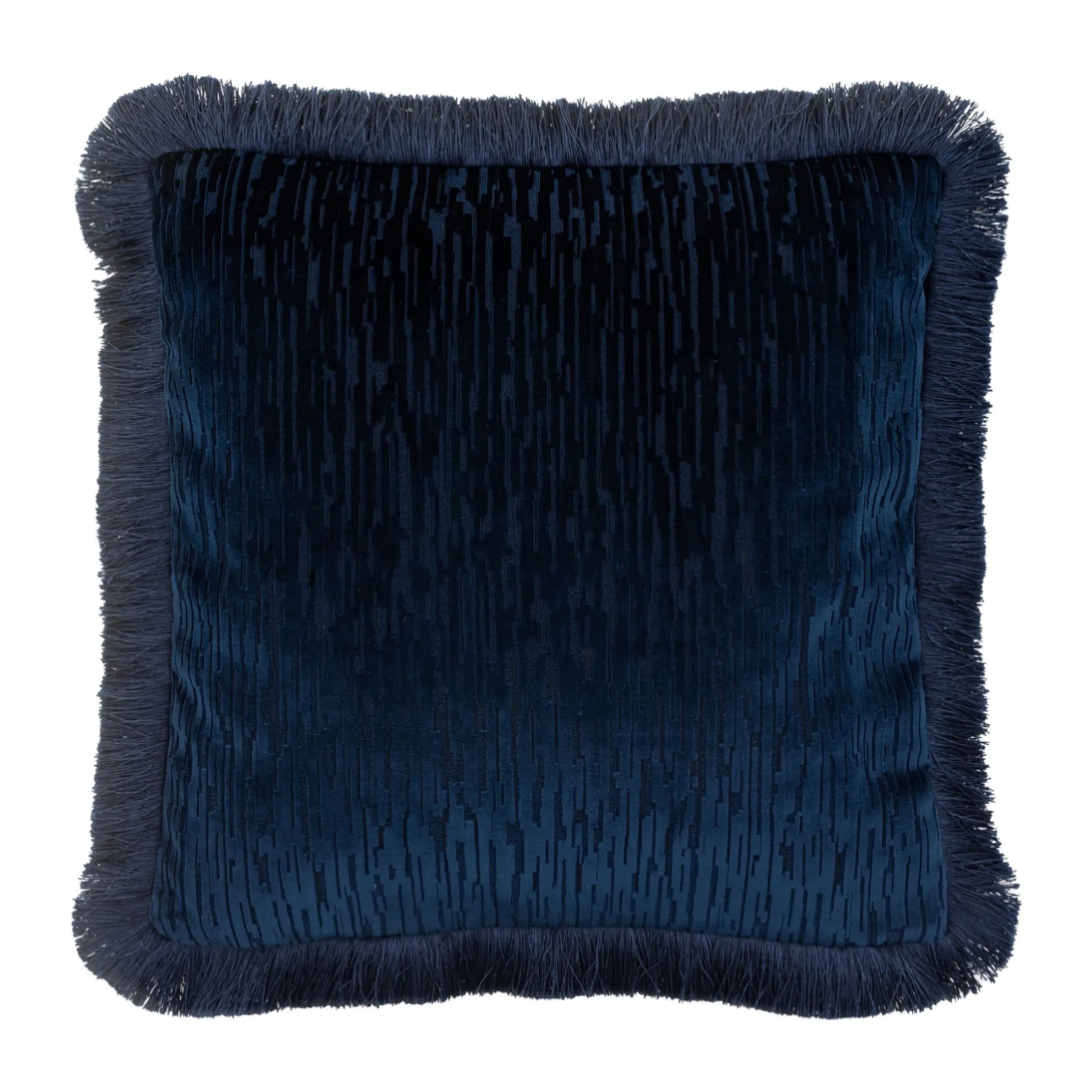 Blue Velvet Fringe Cushion 1